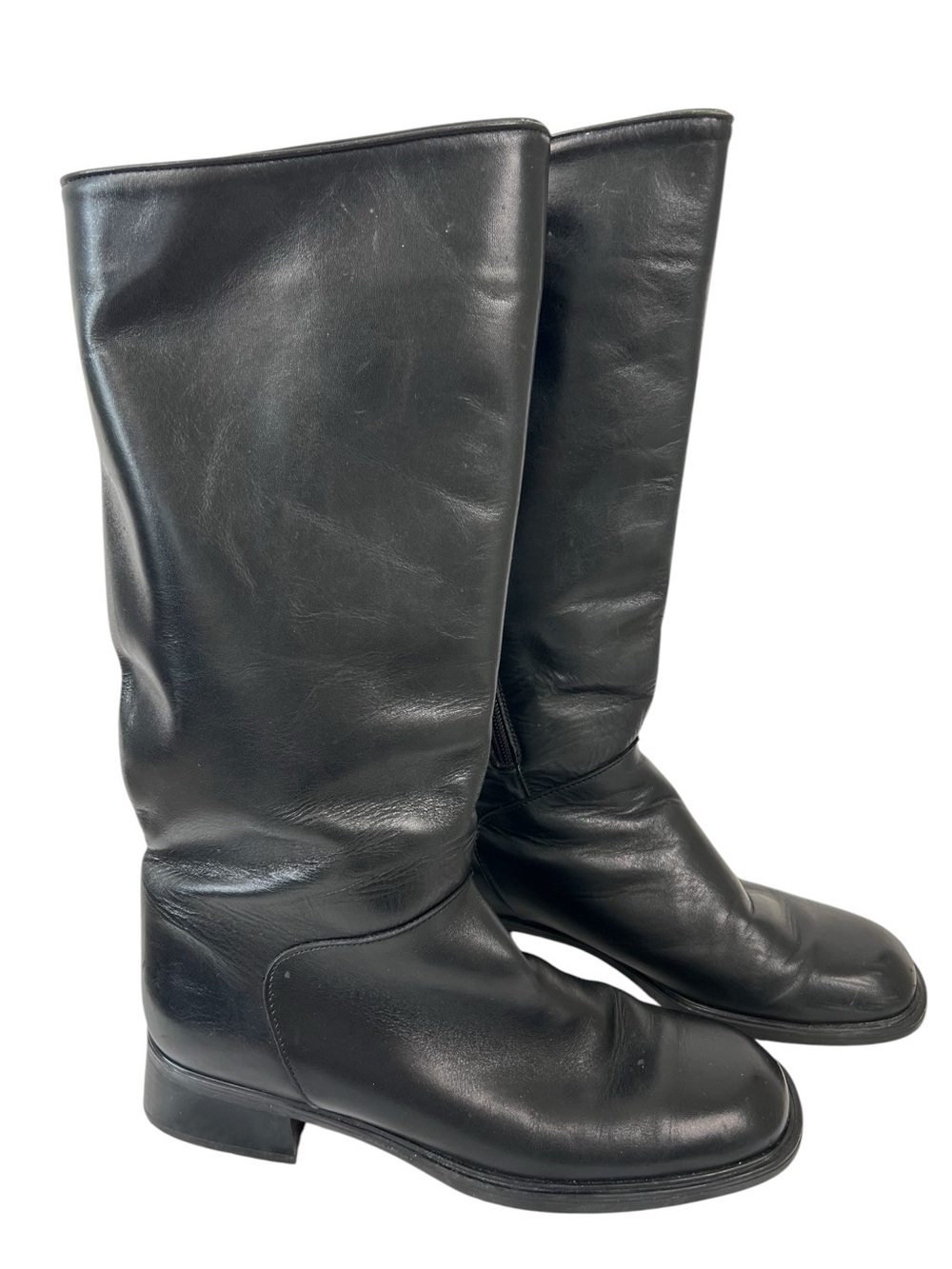 Santana Canada 797 Black Tall Equestrian Leather Boots Sz 9 Narrow Non Slip VTG